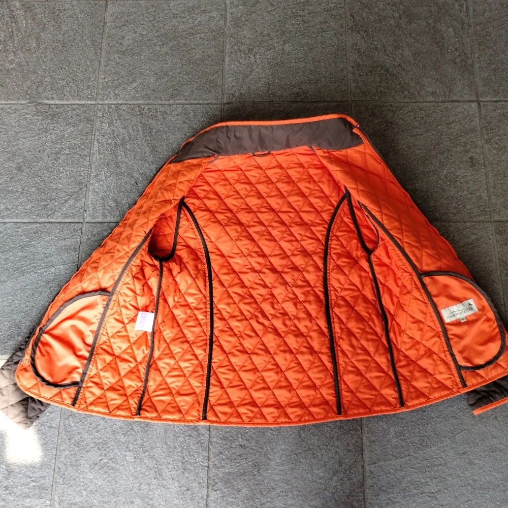 John Partridge chocolate Brown and Orange quilted full zip up comfy coat Jacket - Picture 5 of 16